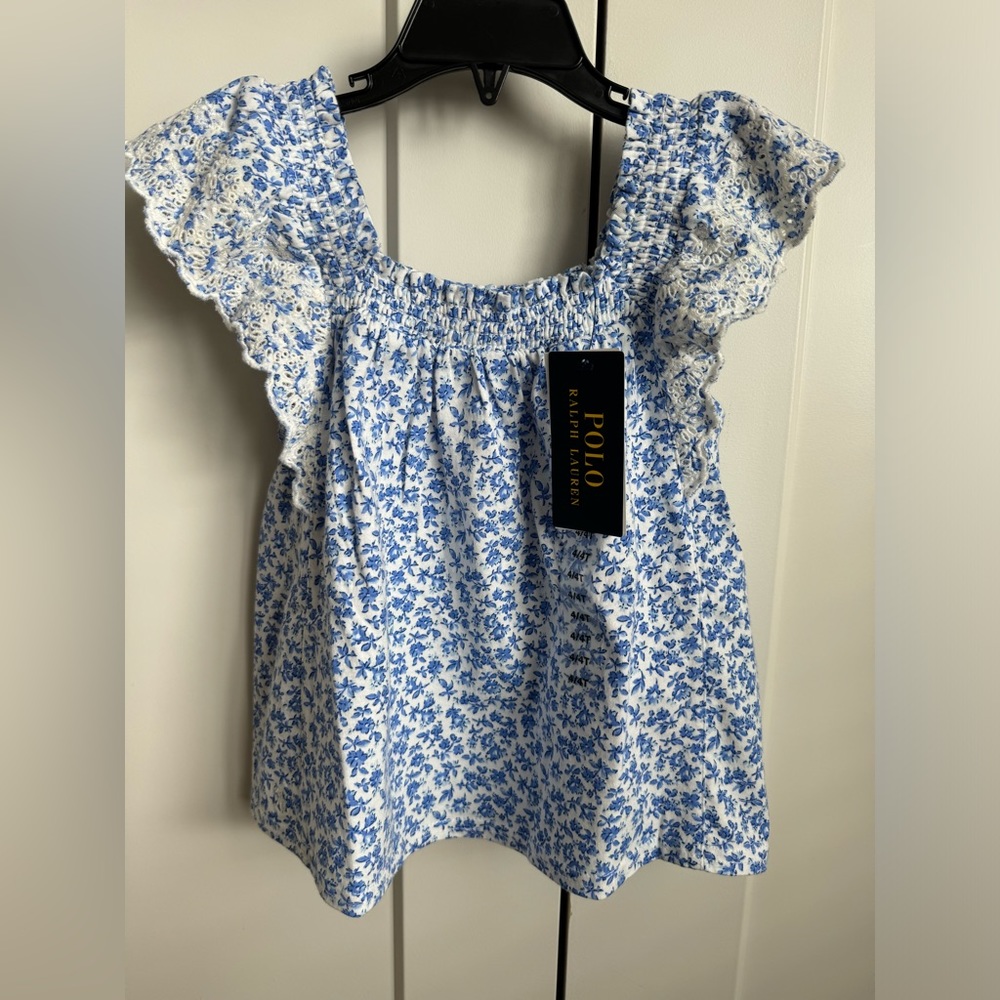 Girl’s Polo Ralph Lauren Floral Embroidered Jersey Top